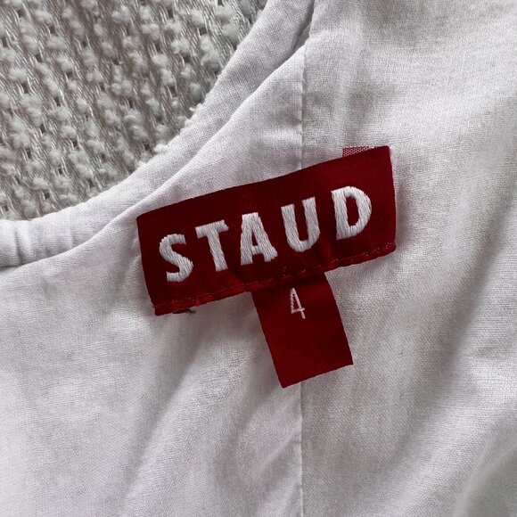 STAUD White Wells Embroidered Minidress, Size 4 - Picture 2 of 8